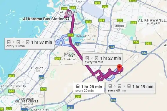 X25 Bus Route Map
